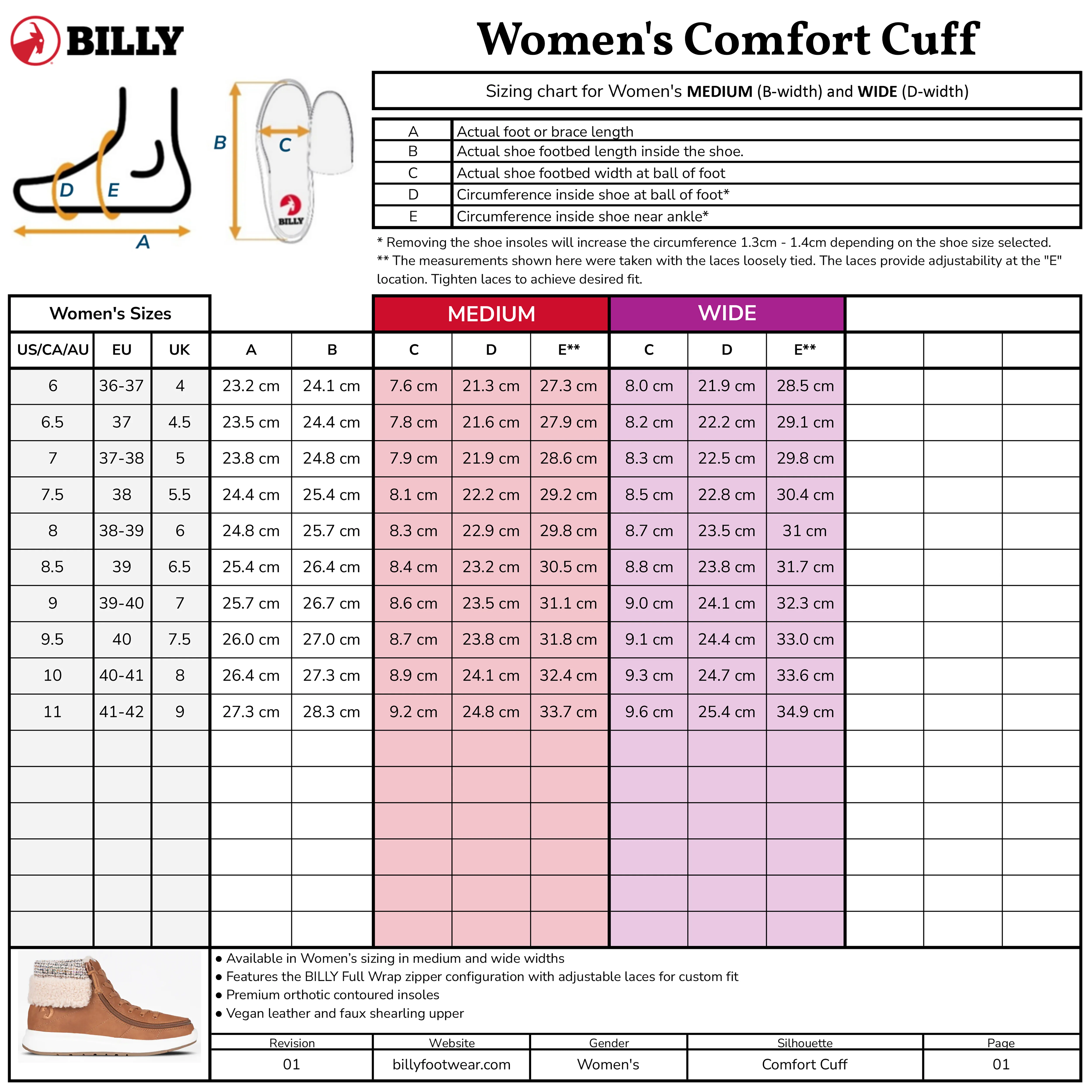 SALE - Women's Cognac BILLY Comfort Cuff - Image 4